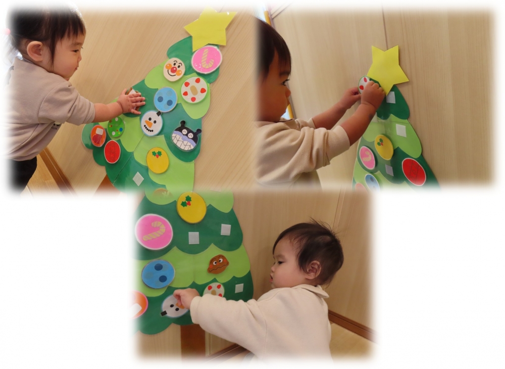 飾り付け遊びに夢中！